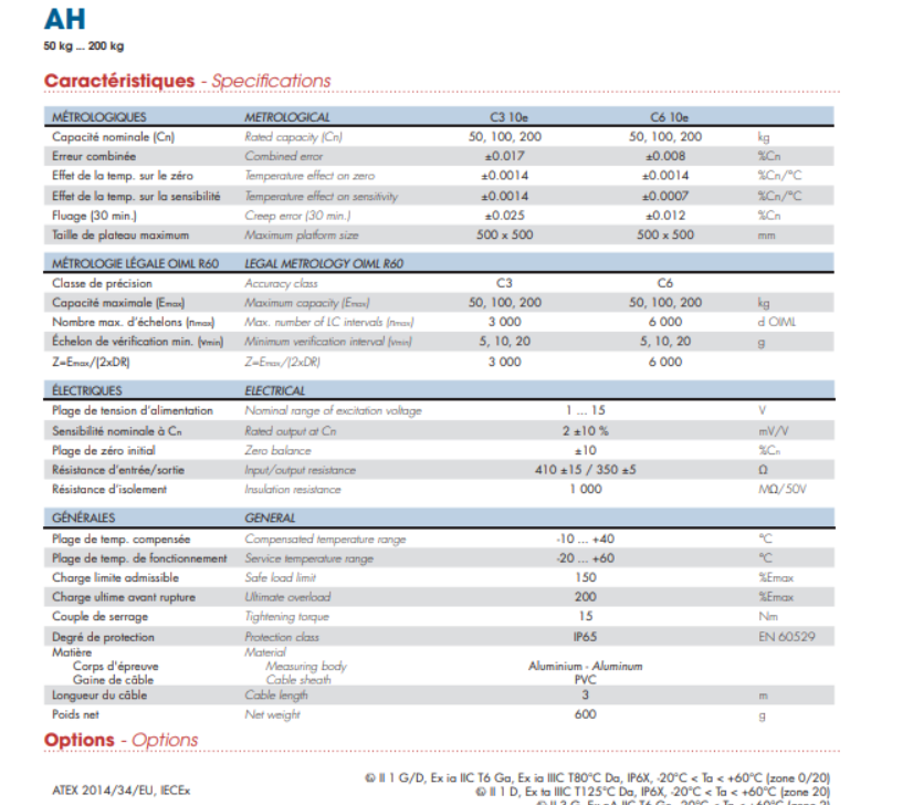 AH50 C3 SH 10E TR稱(chēng)重傳感器